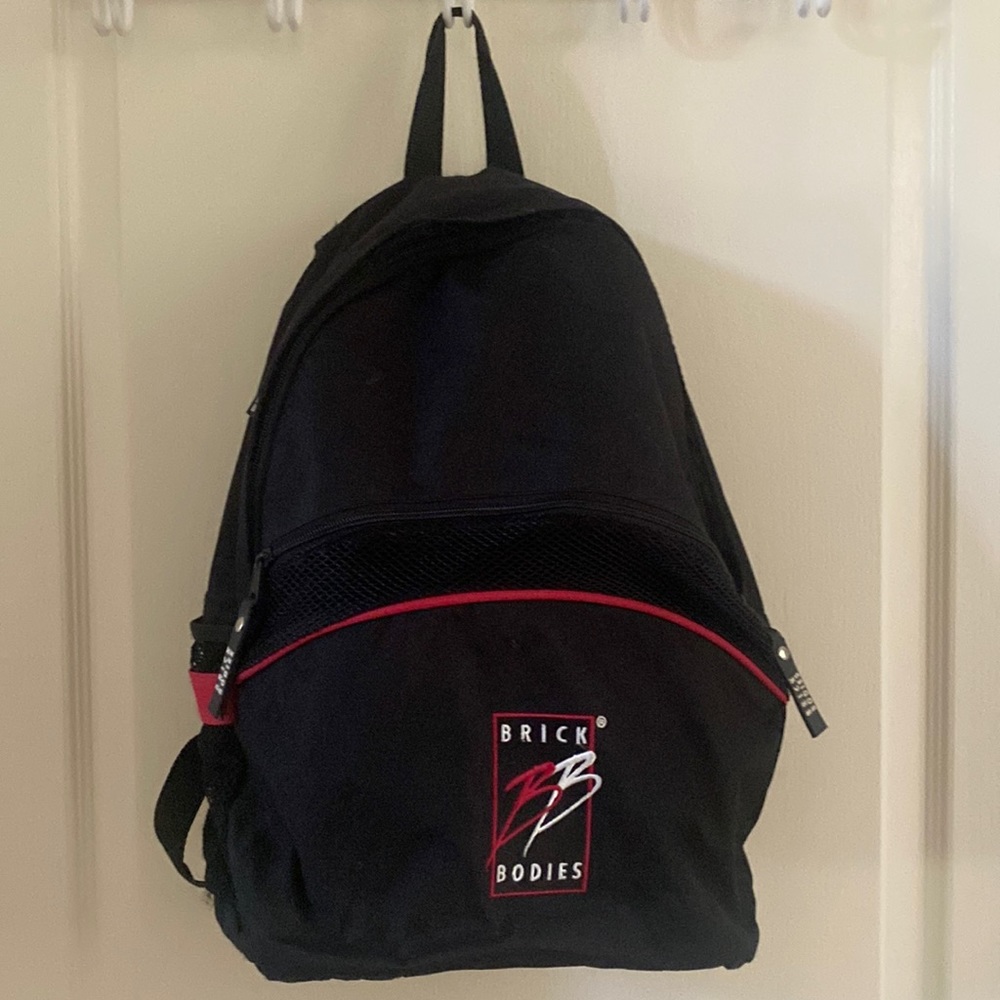 BRICK BODIES Backpack Gym Bag Black Red EUC $25